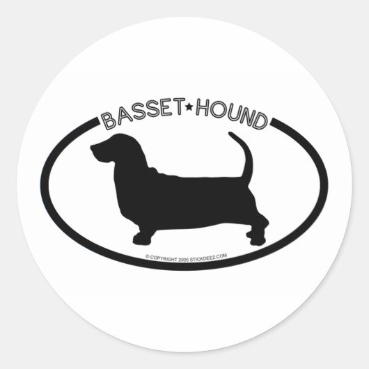 Basset Hound Silhouette Zwart Sticker (Voorkant)