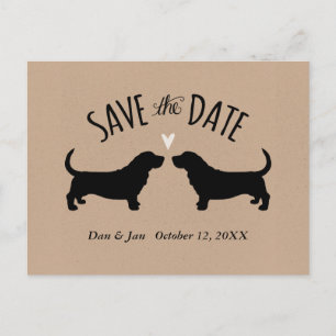 Basset Hound Silhouetten Bruiloft Save the Date Aankondigingskaart