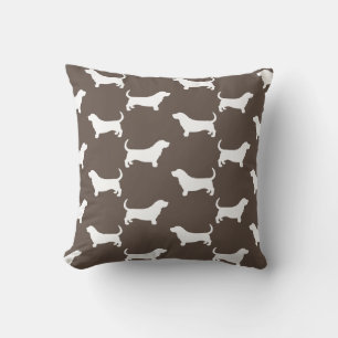 Basset Hound Silhouetten Patroon Mocha Brown Kussen