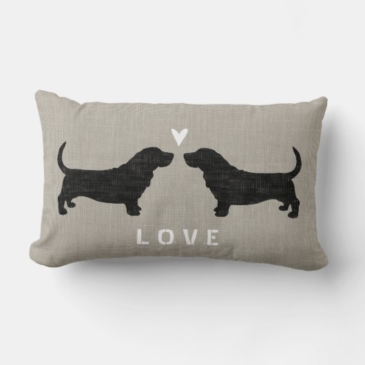 Basset Hound Silhouettes Love Kussen (Voorkant)