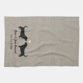 Basset Hound Silhouettes met hart Theedoek (Horizontaal)