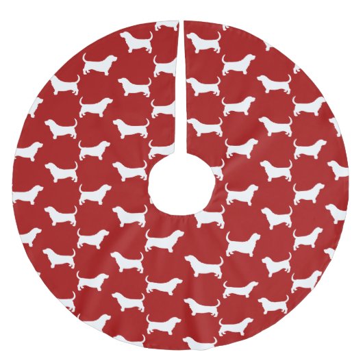 Basset Hound Silhouettes Patroon Kerstboom Rok (Voorkant)