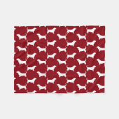 Basset Hound Silhouettes Pattern Red en White Fleece Deken (Voorkant (Horizontaal))