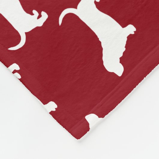 Basset Hound Silhouettes Pattern Red en White Fleece Deken (Hoek)