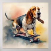 Basset Hound skateboard Poster (Voorkant)