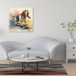 Basset Hound skateboard Poster