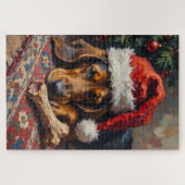 Basset Hound Sleeping After Christmas Feast Hat Legpuzzel (Horizontaal)