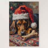 Basset Hound Sleeping After Christmas Feast Hat Legpuzzel (Verticaal)