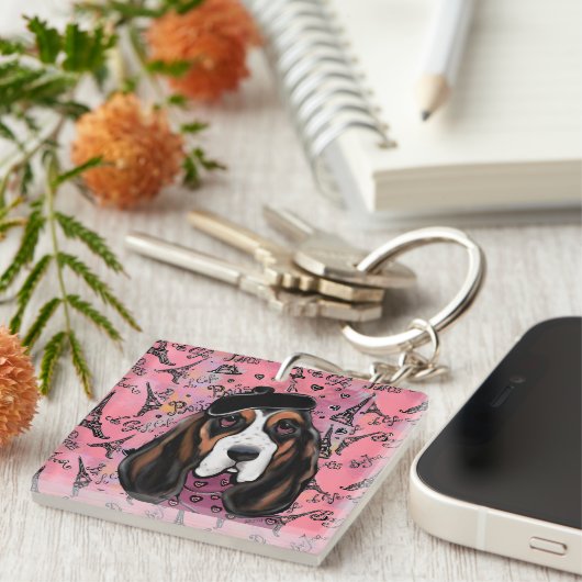 Basset Hound Sleutelhanger (Voorkant Rechts)
