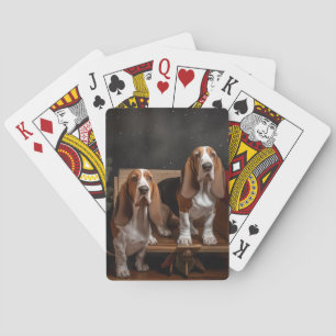 Basset Hound Sneeuw Slede Kerst Decoratie Pokerkaarten