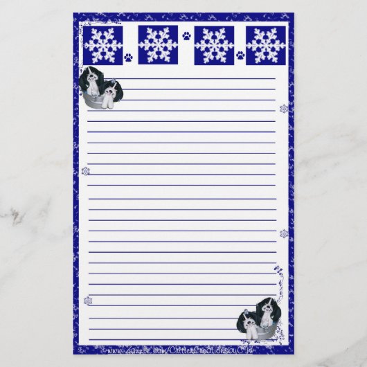 Basset Hound Snow Flake-Kerstmis Briefpapier (Voorkant)