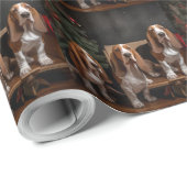 Basset Hound Snowy Sleigh Kerst Decor Cadeaupapier (Rol Hoek)