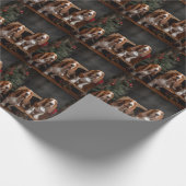 Basset Hound Snowy Sleigh Kerst Decor Cadeaupapier (Hoek)