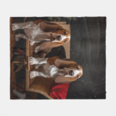 Basset Hound Snowy Sleigh Kerst Decor Fleece Deken (Voorkant (Horizontaal))