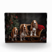Basset Hound Snowy Sleigh Kerst Decor Fotoblokken (Voorkant)