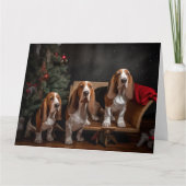 Basset Hound Snowy Sleigh Kerst Decor Kaart (Voorkant)