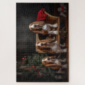 Basset Hound Snowy Sleigh Kerst Decor Legpuzzel (Verticaal)