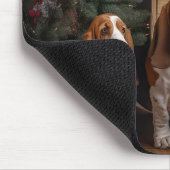 Basset Hound Snowy Sleigh Kerst Decor Muismat (Hoek)