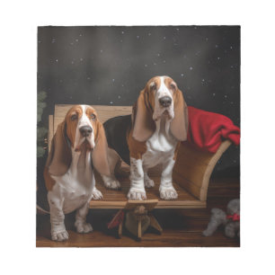 Basset Hound Snowy Sleigh Kerst Decor Notitieblok