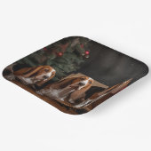 Basset Hound Snowy Sleigh Kerst Decor Papieren Bordje (Gebogen)