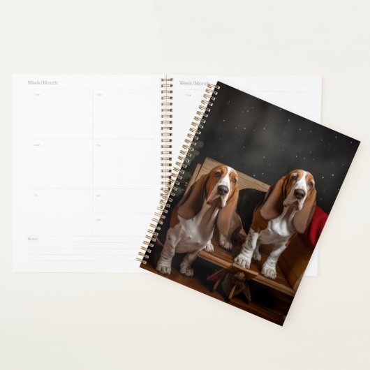 Basset Hound Snowy Sleigh Kerst Decor Planner (Display)