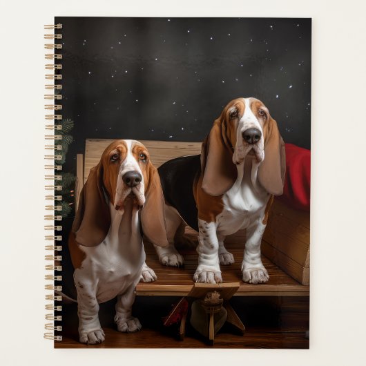 Basset Hound Snowy Sleigh Kerst Decor Planner (Voorkant)