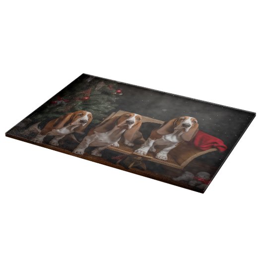 Basset Hound Snowy Sleigh Kerst Decor Snijplank (Hoek)