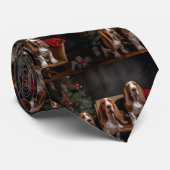 Basset Hound Snowy Sleigh Kerst Decor Stropdas (Opgerold)