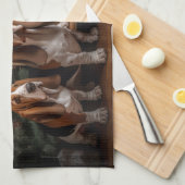 Basset Hound Snowy Sleigh Kerst Decor Theedoek (Quarter Fold)