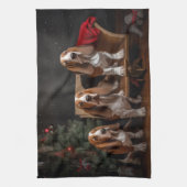 Basset Hound Snowy Sleigh Kerst Decor Theedoek (Verticaal)
