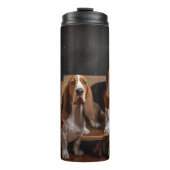 Basset Hound Snowy Sleigh Kerst Decor Thermosbeker (Voorkant)