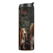 Basset Hound Snowy Sleigh Kerst Decor Thermosbeker (Gedraaid links)