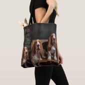 Basset Hound Snowy Sleigh Kerst Decor Tote Bag (Dichtbij)