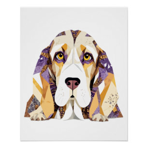 Basset Hound Speelse Schattige Fun Animal Kleurrij Perfect Poster