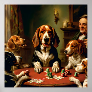 Basset Hound Spelen Poker  Portret Poster