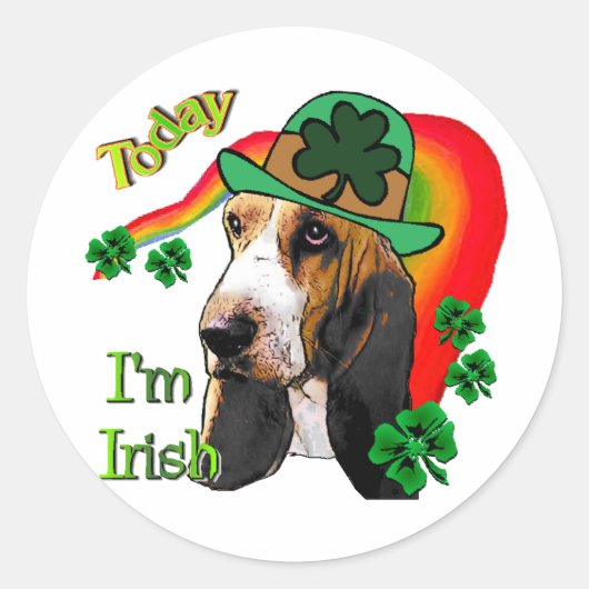 Basset Hound St Patricks Day Ronde Sticker (Voorkant)