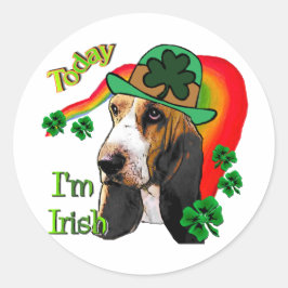 Basset Hound St Patricks Day Ronde Sticker