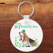 Basset Hound St. Patrick's Day Sleutelhanger (Voorkant)
