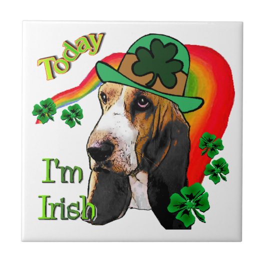 Basset Hound St Patricks Day Tegeltje (Voorkant)