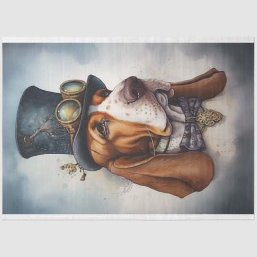 Basset Hound Steampunk 3 Decoupage Papier (Voorkant)