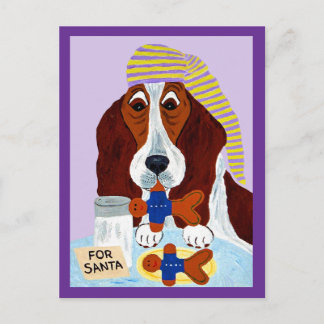 Basset Hound steelt de koekjes van de kerstman Briefkaart