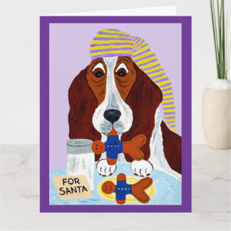 Basset Hound steelt Santa's koekjes Kaart