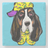 Basset Hound Stenen Onderzetter (Voorkant)