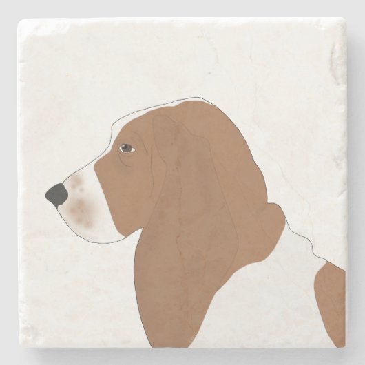 Basset Hound stenen onderzetter (Voorkant)