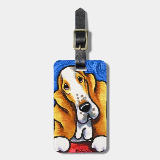 Basset Hound Sterrennacht Bagagelabel (Voorkant verticaal)