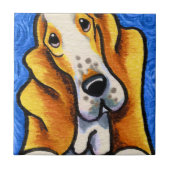 Basset Hound Sterrennacht Tegeltje (Voorkant)