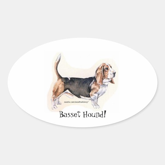 Basset Hound. Sticker (Voorkant)