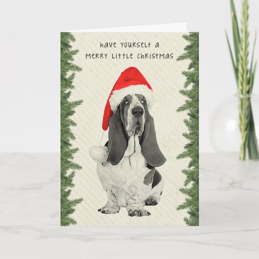 Basset Hound  stijl kerst Feestdagen Kaart (Voorkant)