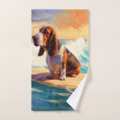Basset Hound Strand Surfen Schilderij Bad Handdoek (Handdoek)