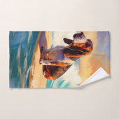 Basset Hound Strand Surfen Schilderij Bad Handdoek (Handdoek)